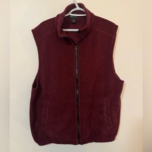 Vintage Burgundy Fleece Vest - Full Zip